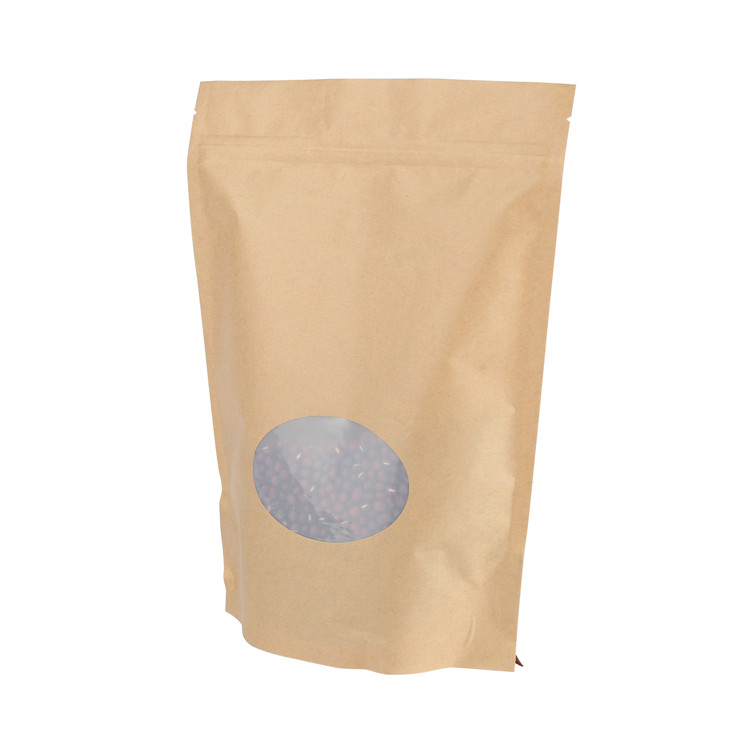 Упаковка для пищевых продуктов из крафт-бумаги, сумка на молнии с окном
