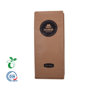 Оптовый пакет из крафт-бумаги с плоским дном, 12 унций, пакет для упаковки кофе, застежка-молния, простые пакеты с клапаном