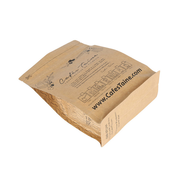 250Gr крафт-бумага коробка нижний мешочек односторонний клапан Ziplock мешок кофе