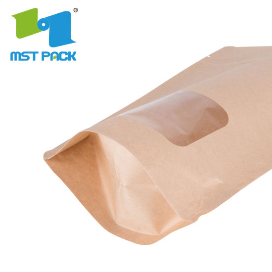 Eco Craft Paper Zipper Stand up Pouch Кукурузный крахмал Биоразлагаемый пластиковый пакет с окном